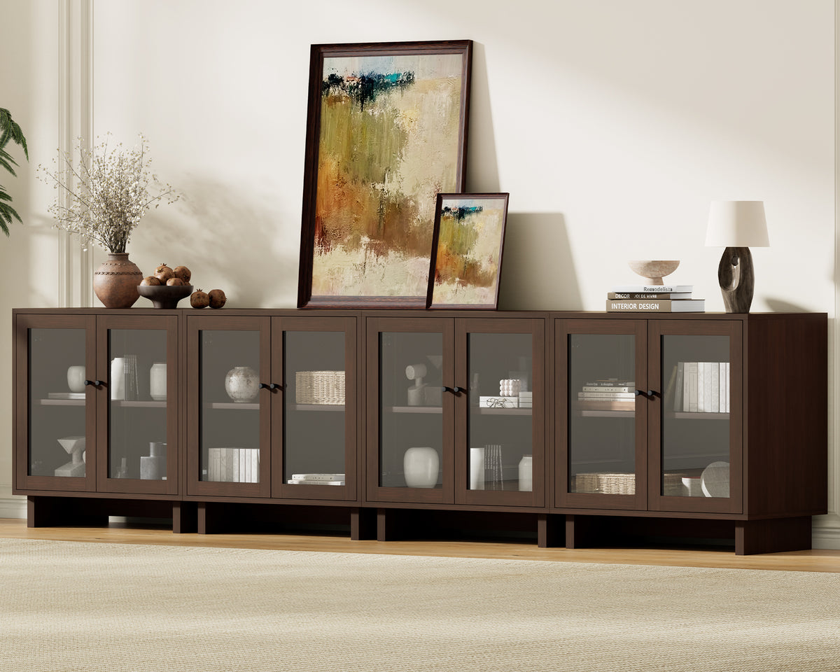 MKG002 Modular Storage Cabinet-4pc-E-walnut