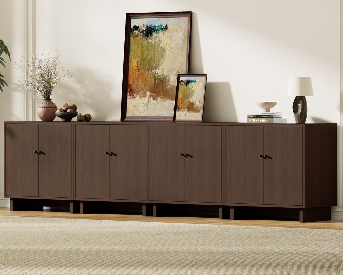 MKG002 Modular Storage Cabinet-4pc-F-walnut