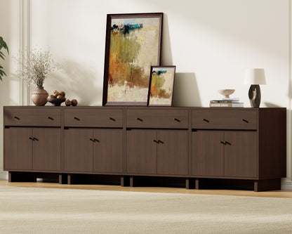 MKG002 Modular Storage Cabinet-4pc-C-walnut